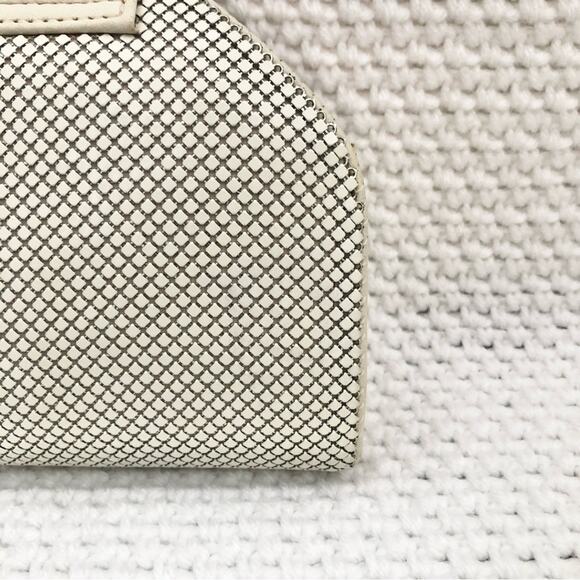 Whiting & Davis White Sequin Mesh Vintage Top Flap Accordion Clutch Crossbody - Picture 7 of 13